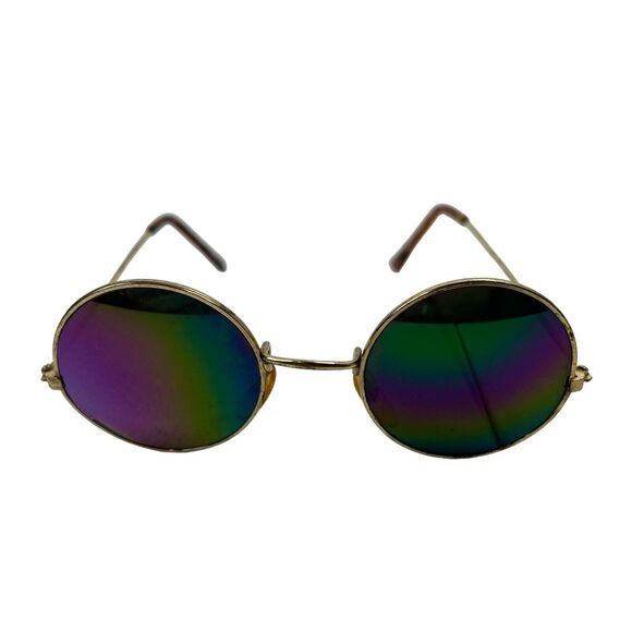 Vtg Mirrored Round Glasses Fashion 80’s John Lennon Punk Gradient Steampunk - Picture 1 of 11